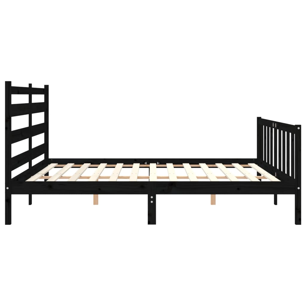 vidaXL Estrutura de cama com cabeceira 200x200 cm madeira maciça preto