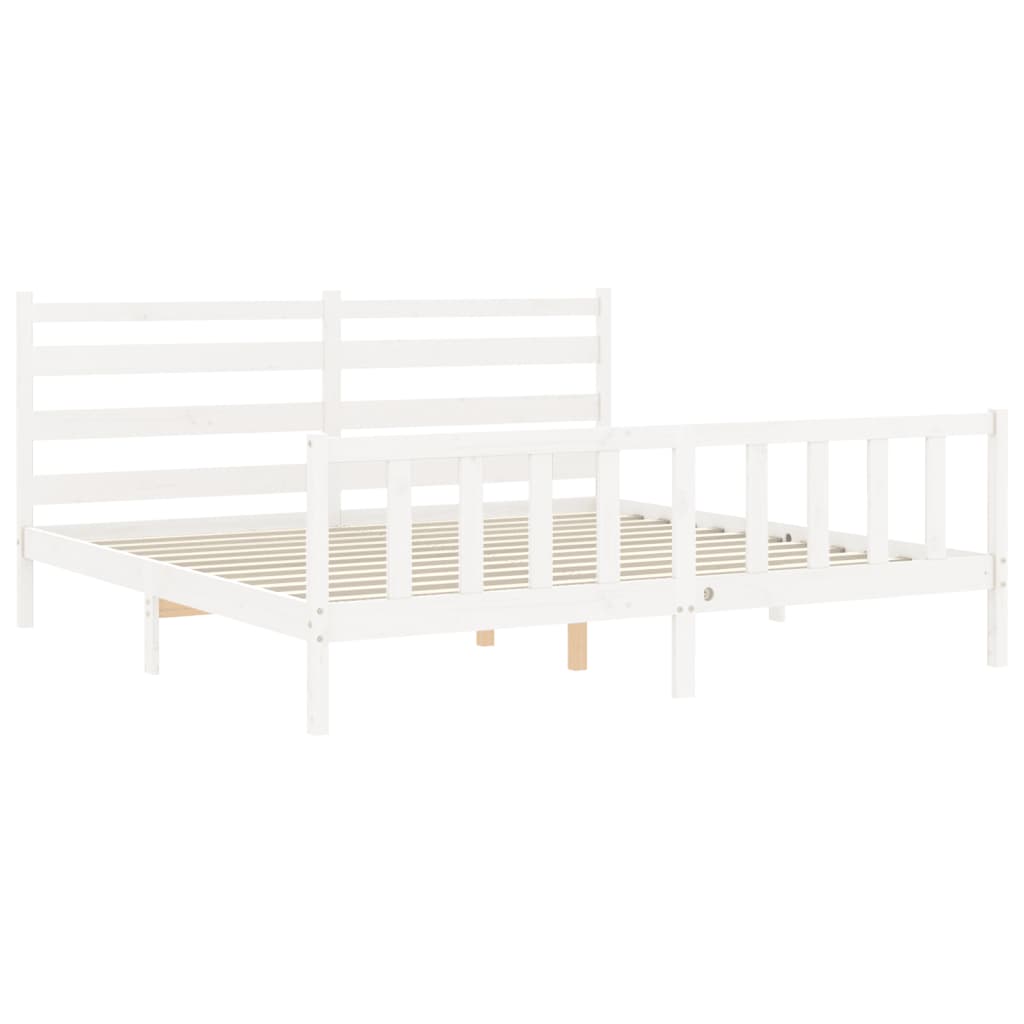 vidaXL Estrutura de cama com cabeceira 200x200cm madeira maciça branco