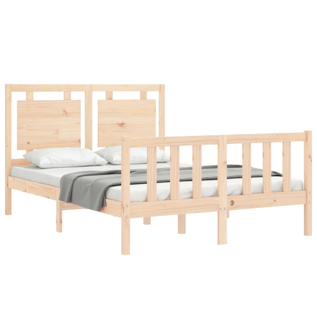 vidaXL Estrutura de cama com cabeceira 140x190 cm madeira maciça