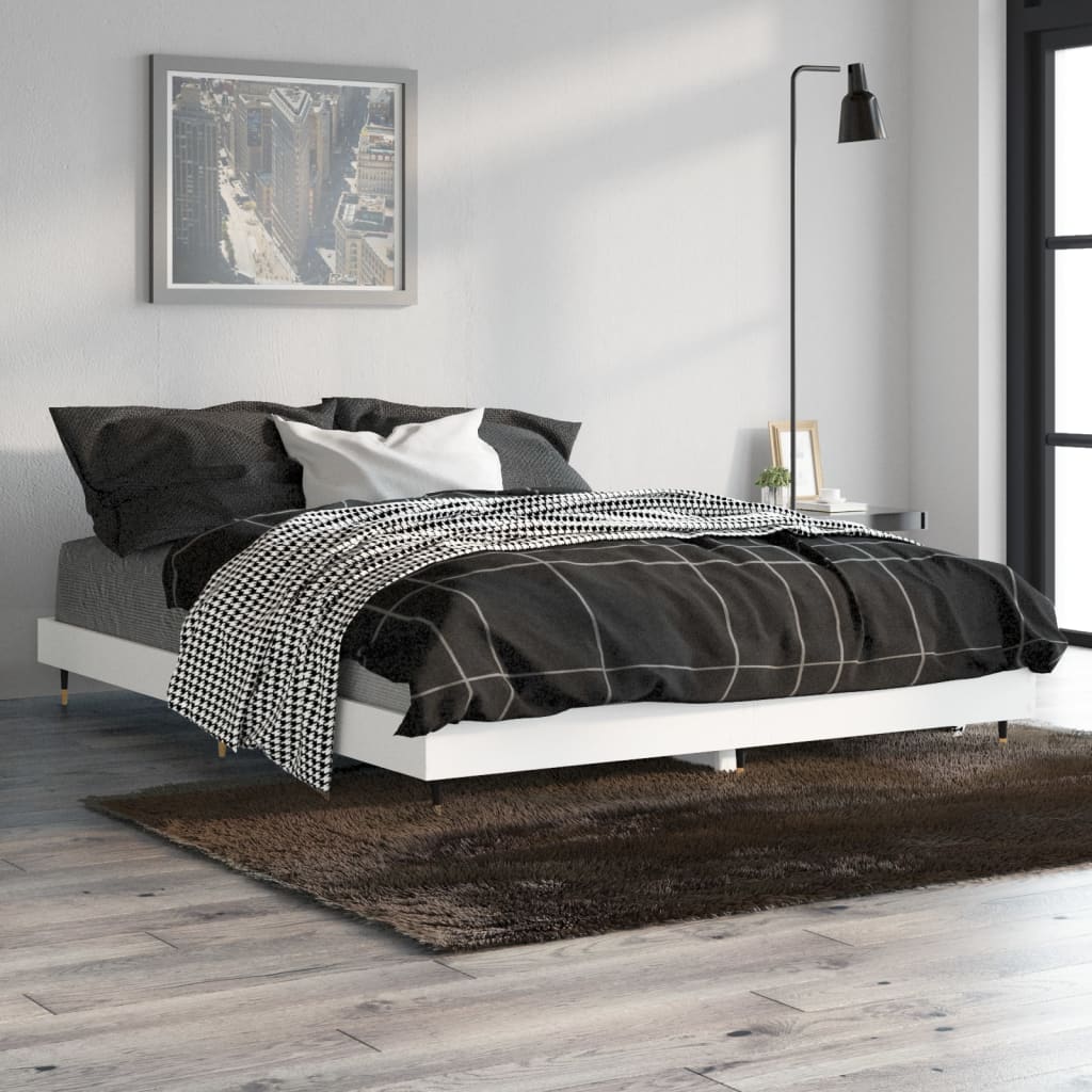 vidaXL Estrutura de cama 135x190 cm derivados de madeira branco