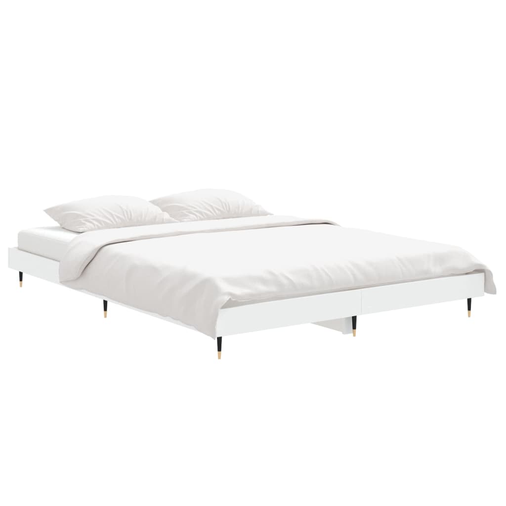 vidaXL Estrutura de cama 135x190 cm derivados de madeira branco