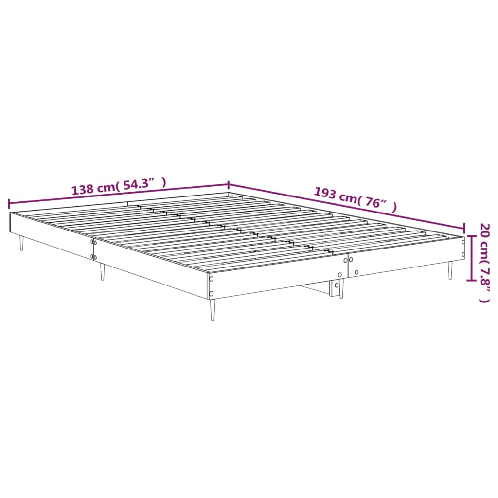 vidaXL Estrutura de cama 135x190 cm derivados de madeira branco