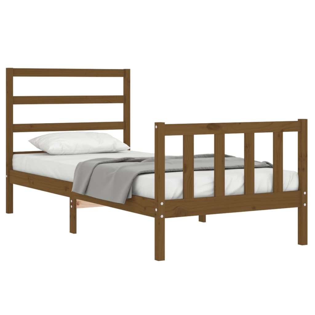 vidaXL Estrutura cama cabeceira 90x200 cm madeira maciça castanho-mel