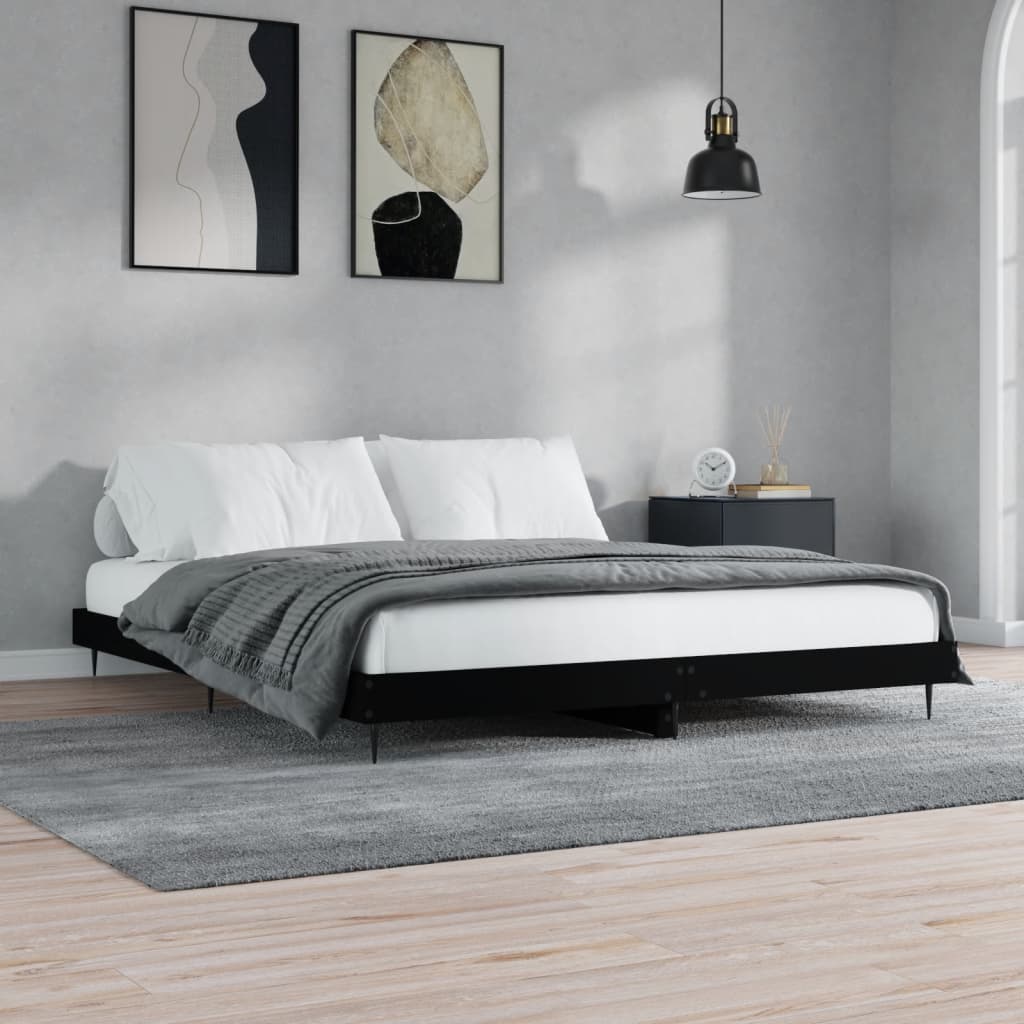 vidaXL Estrutura de cama 160x200 cm derivados de madeira preto