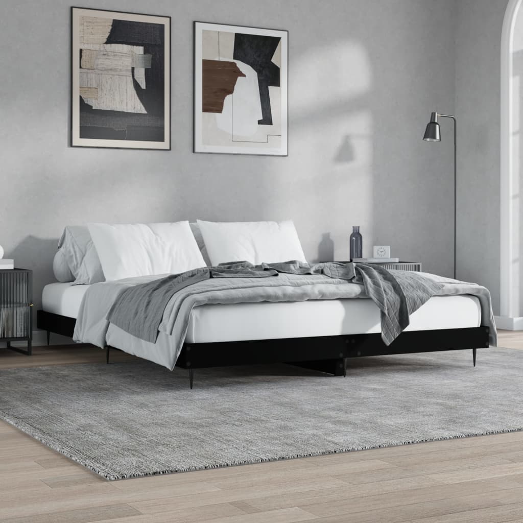 vidaXL Estrutura de cama 160x200 cm derivados de madeira preto