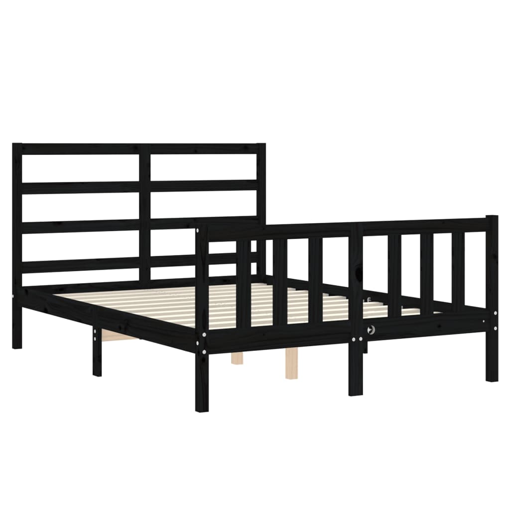 vidaXL Estrutura de cama com cabeceira 120x200cm madeira maciçao preto