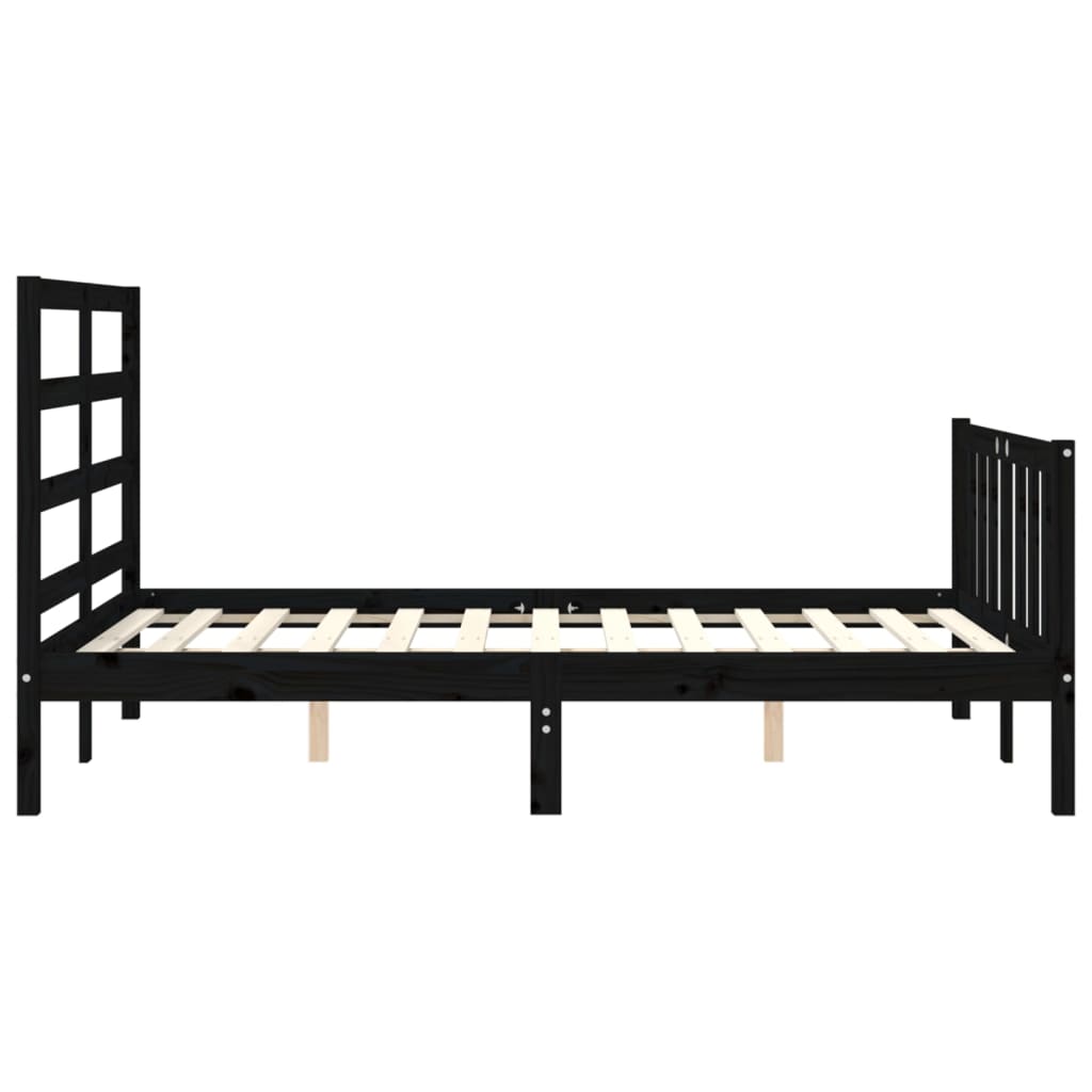 vidaXL Estrutura de cama com cabeceira 120x200cm madeira maciçao preto