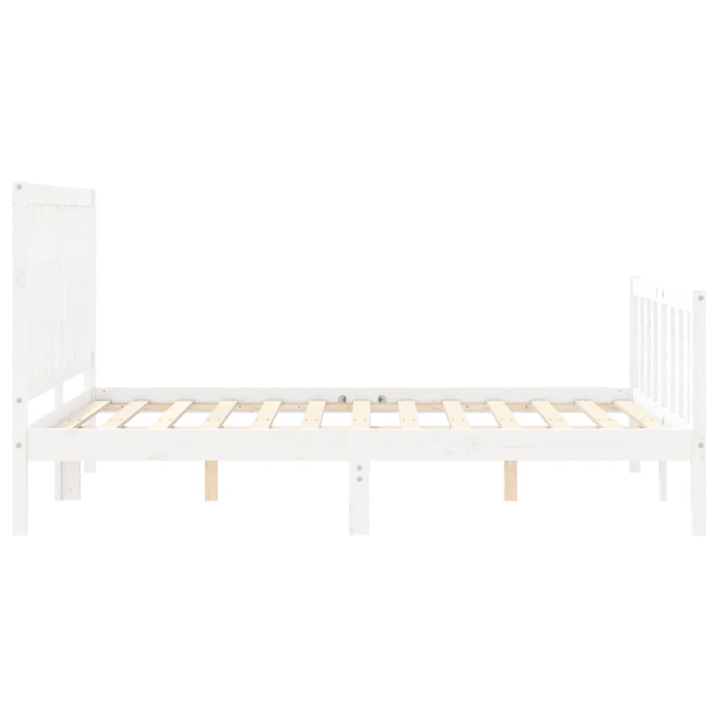 vidaXL Estrutura de cama com cabeceira 120x200cm madeira maciça branco