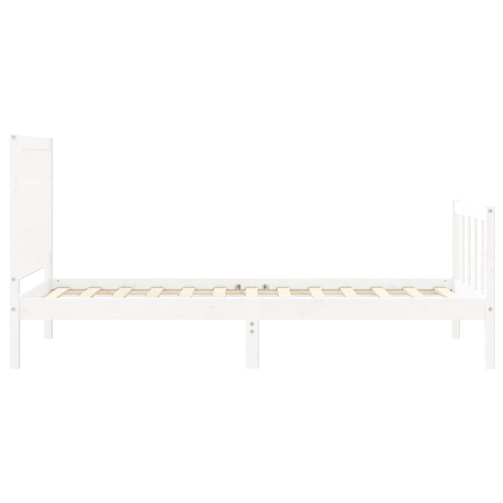 vidaXL Estrutura de cama com cabeceira 100x200cm madeira maciça branco