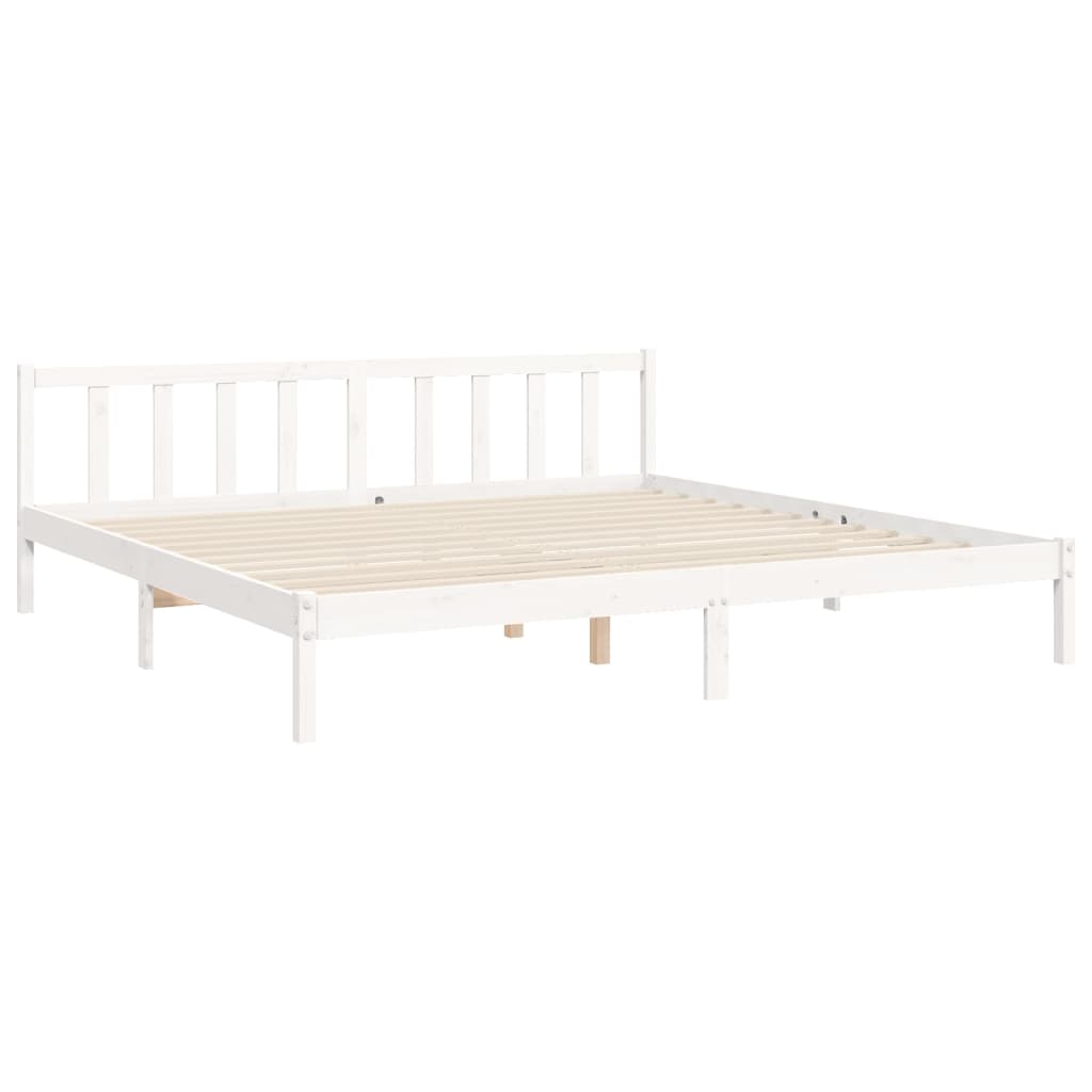 vidaXL Estrutura de cama com cabeceira 200x200cm madeira maciça branco