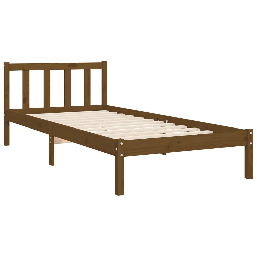 vidaXL Estrutura cama cabeceira 90x200 cm madeira maciça castanho-mel