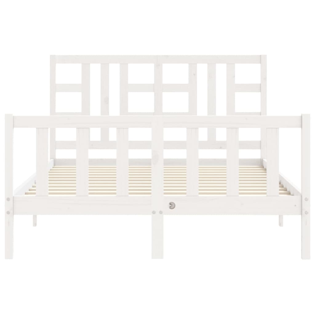 vidaXL Estrutura de cama com cabeceira 140x200cm madeira maciça branco