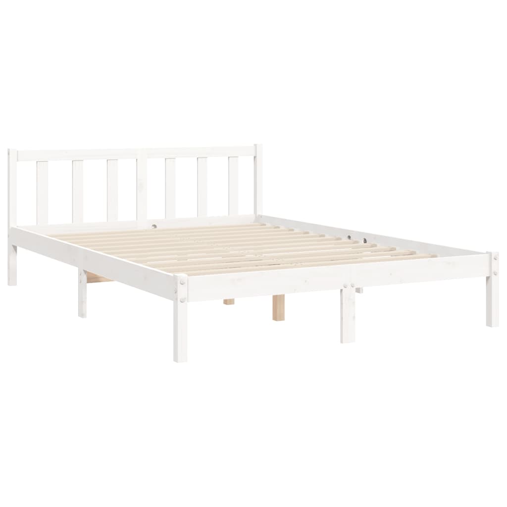 vidaXL Estrutura de cama com cabeceira 140x200cm madeira maciça branco