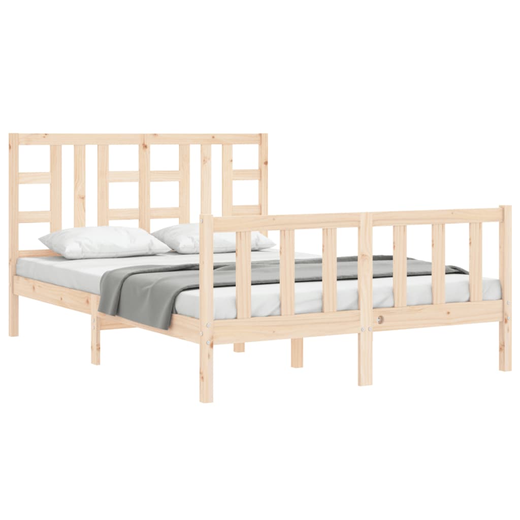 vidaXL Estrutura de cama com cabeceira 140x190 cm madeira maciça