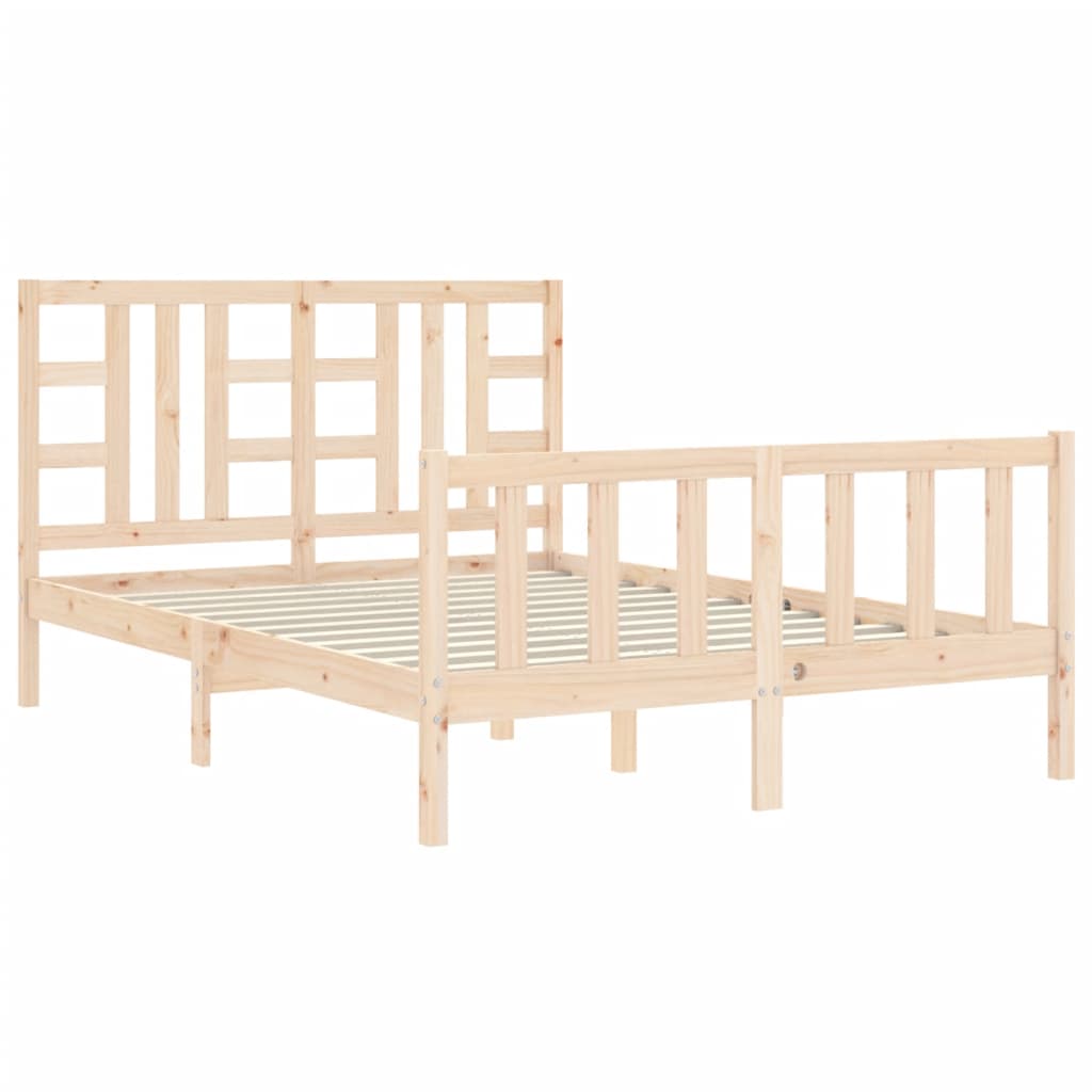 vidaXL Estrutura de cama com cabeceira 140x190 cm madeira maciça