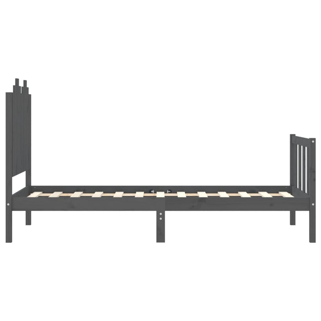 vidaXL Estrutura de cama com cabeceira 90x190 cm madeira maciça cinza