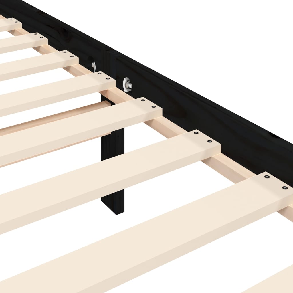 vidaXL Estrutura cama de solteiro c/ cabeceira madeira maciça preto