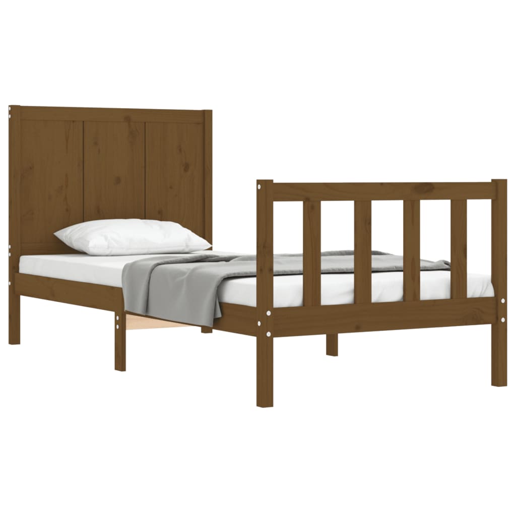 vidaXL Estrutura cama cabeceira 90x200 cm madeira maciça castanho-mel