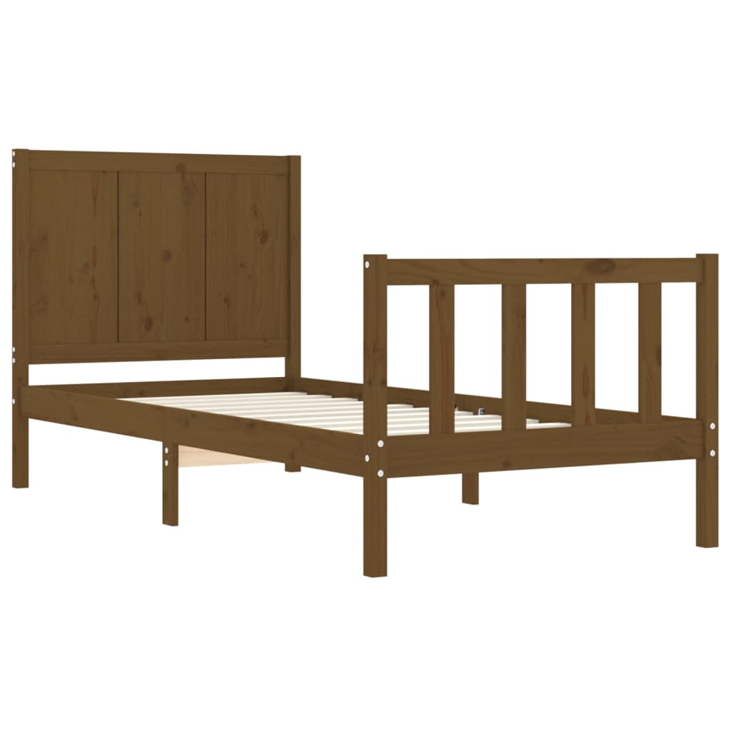 vidaXL Estrutura cama cabeceira 90x200 cm madeira maciça castanho-mel