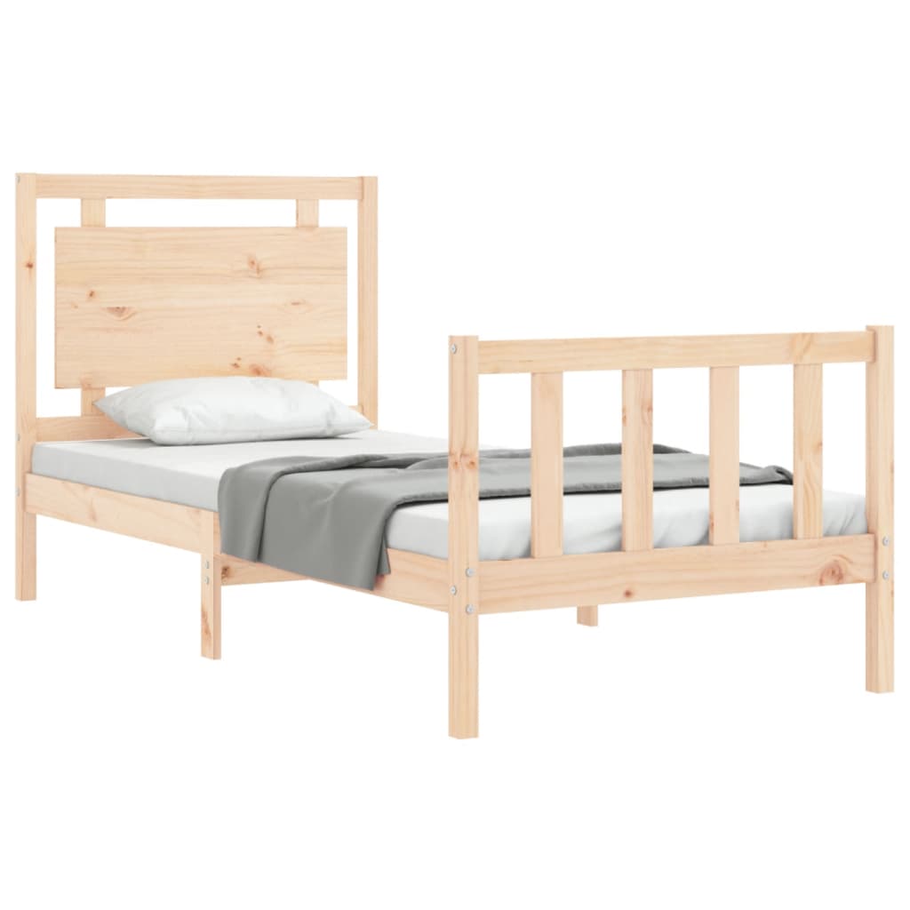 vidaXL Estrutura de cama com cabeceira 90x190 cm madeira maciça