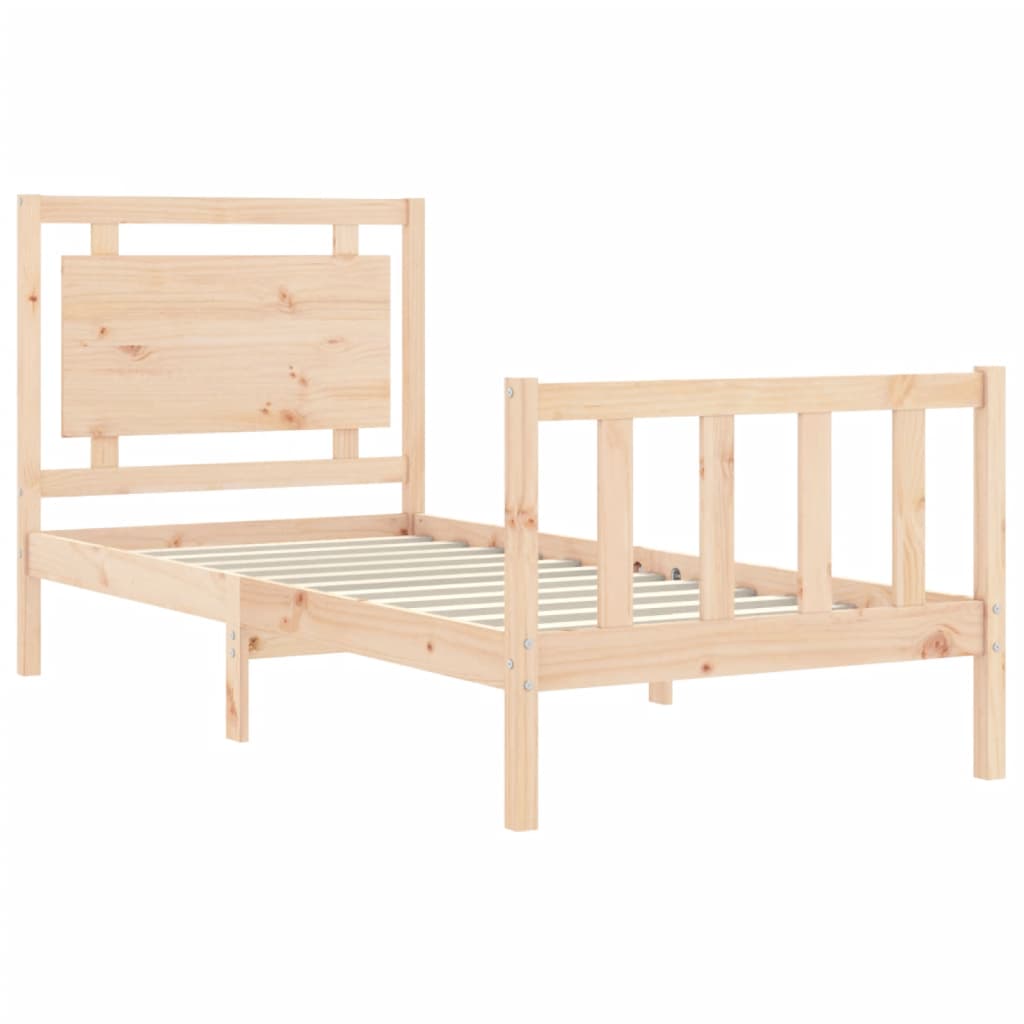 vidaXL Estrutura de cama com cabeceira 90x190 cm madeira maciça