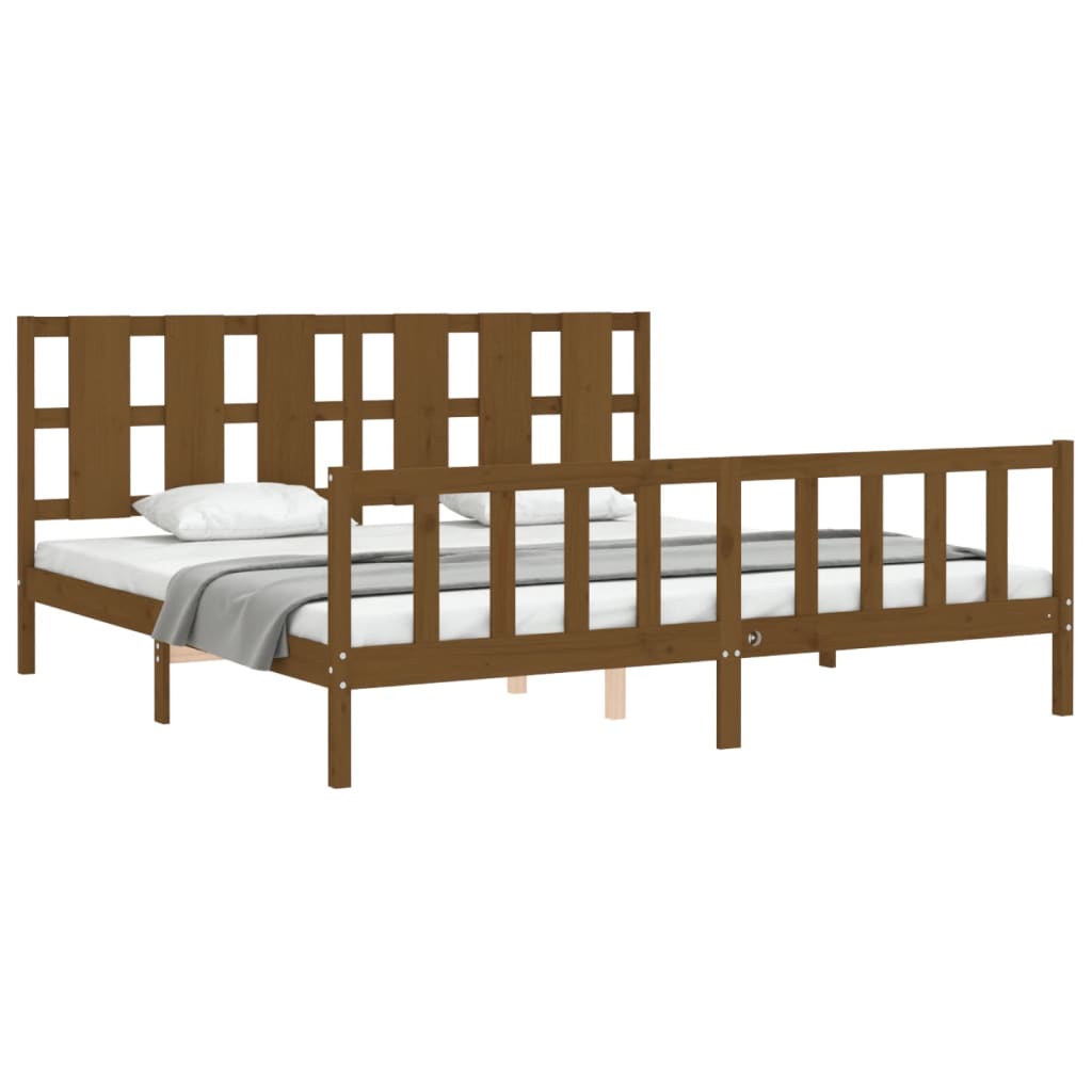 vidaXL Estrutura cama c/ cabeceira 200x200cm maciço castanho-mel