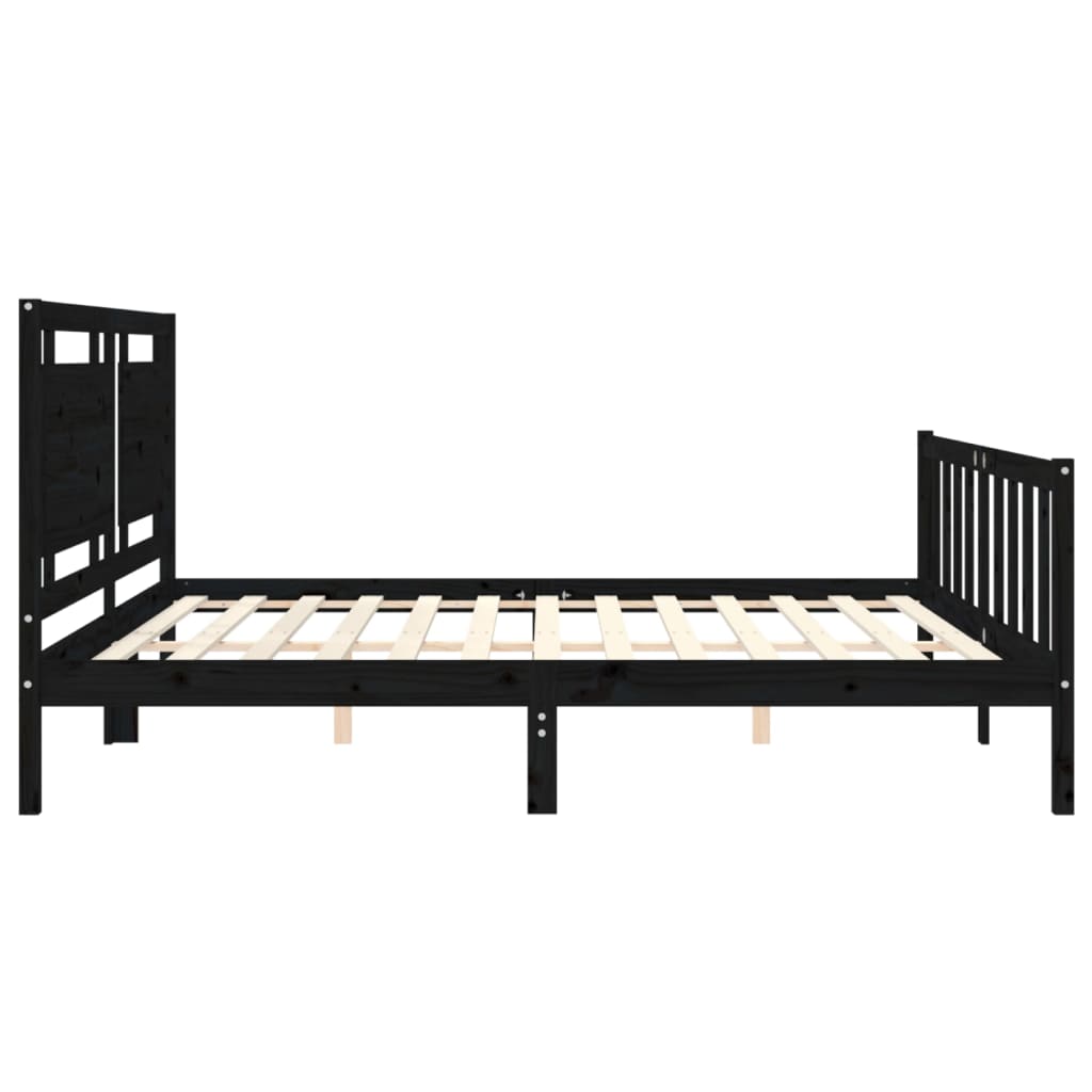 vidaXL Estrutura de cama com cabeceira 200x200 cm madeira maciça preto