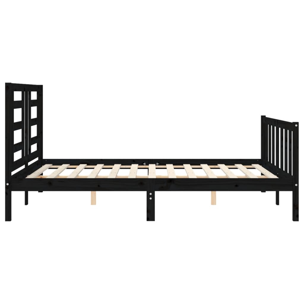 vidaXL Estrutura de cama com cabeceira 160x200 cm madeira maciça preto