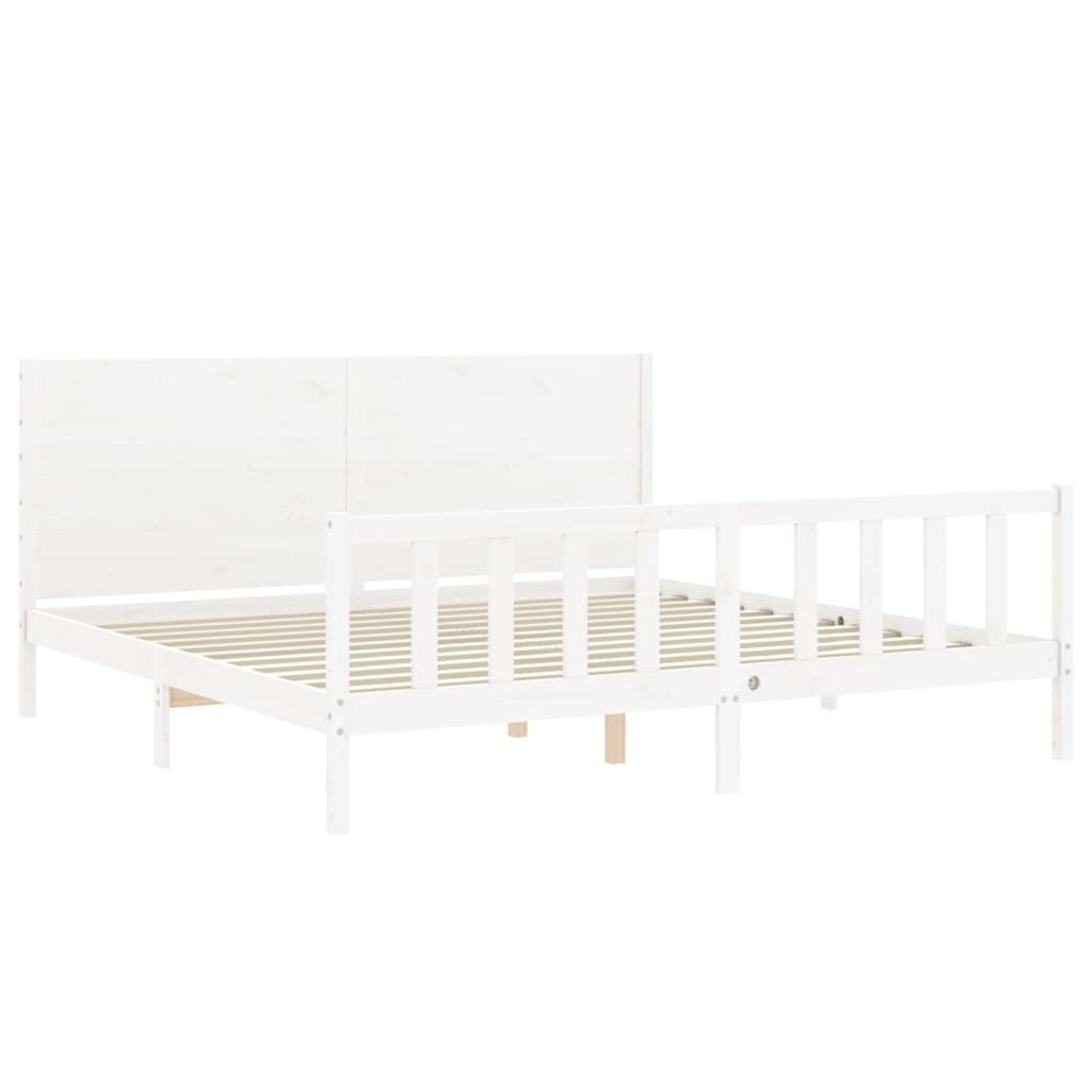 vidaXL Estrutura de cama com cabeceira 200x200cm madeira maciça branco