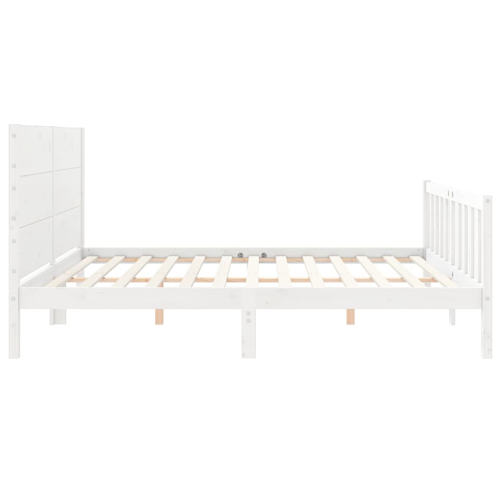 vidaXL Estrutura de cama com cabeceira 200x200cm madeira maciça branco