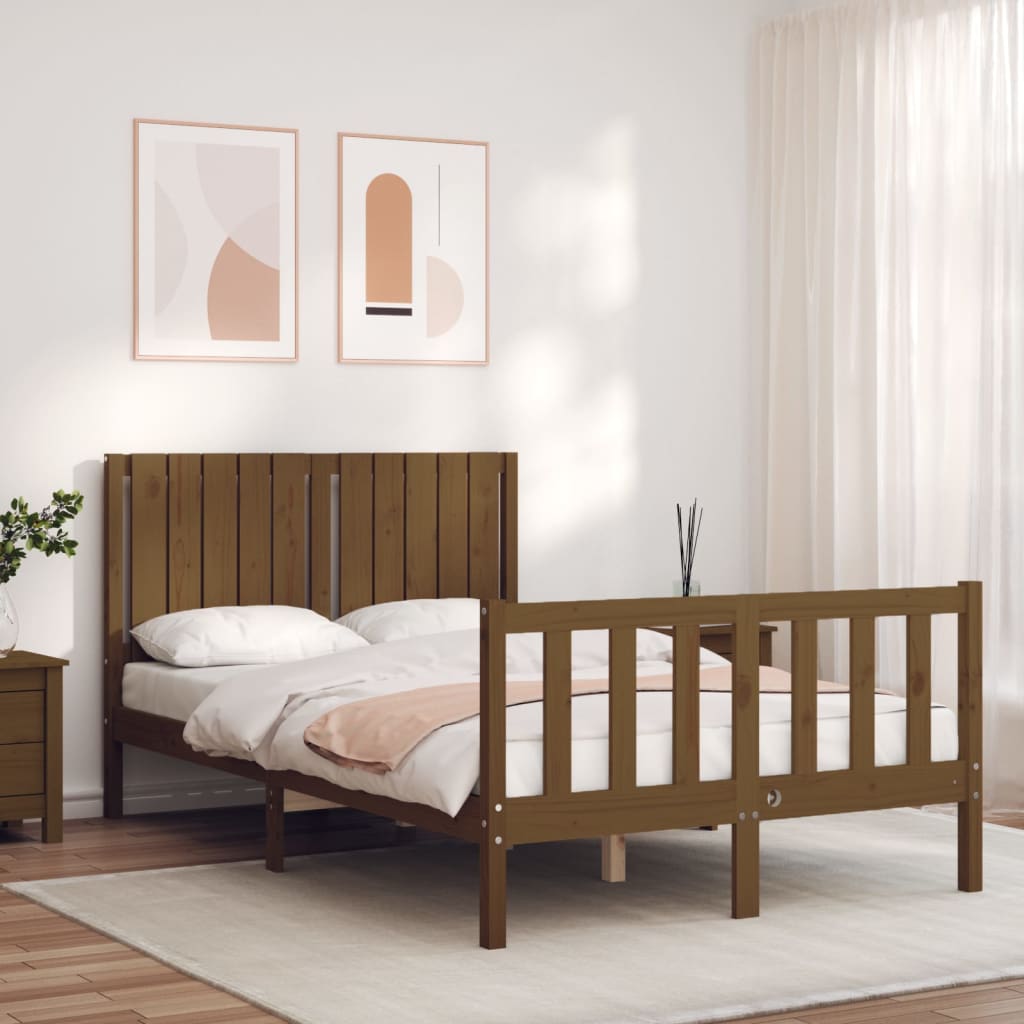 vidaXL Estrutura cama cabeceira 120x200cm madeira maciça castanho-mel