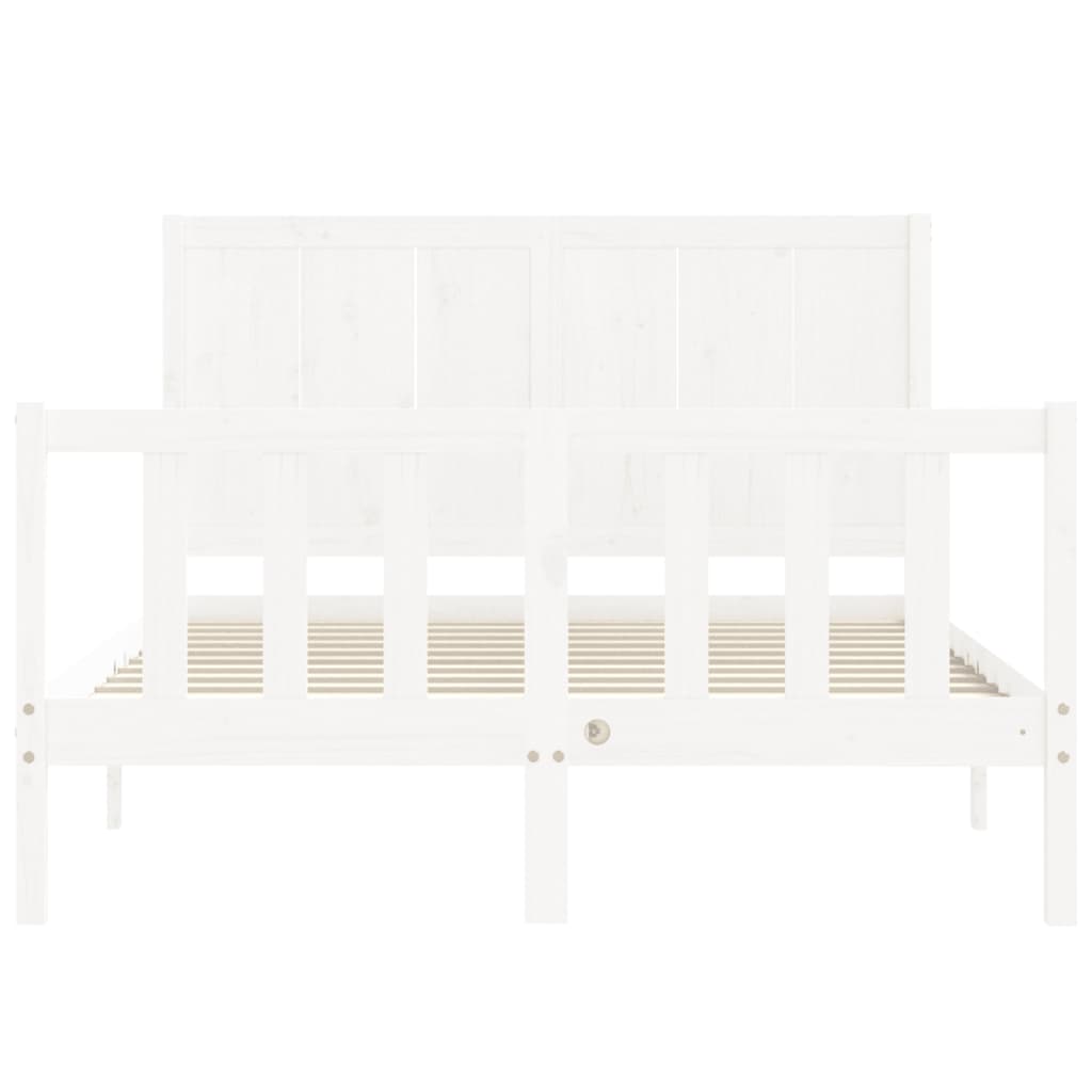 vidaXL Estrutura de cama com cabeceira 140x190cm madeira maciça branco