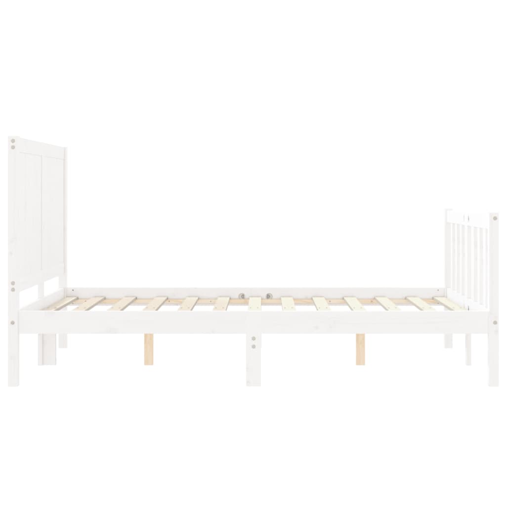 vidaXL Estrutura de cama com cabeceira 140x190cm madeira maciça branco