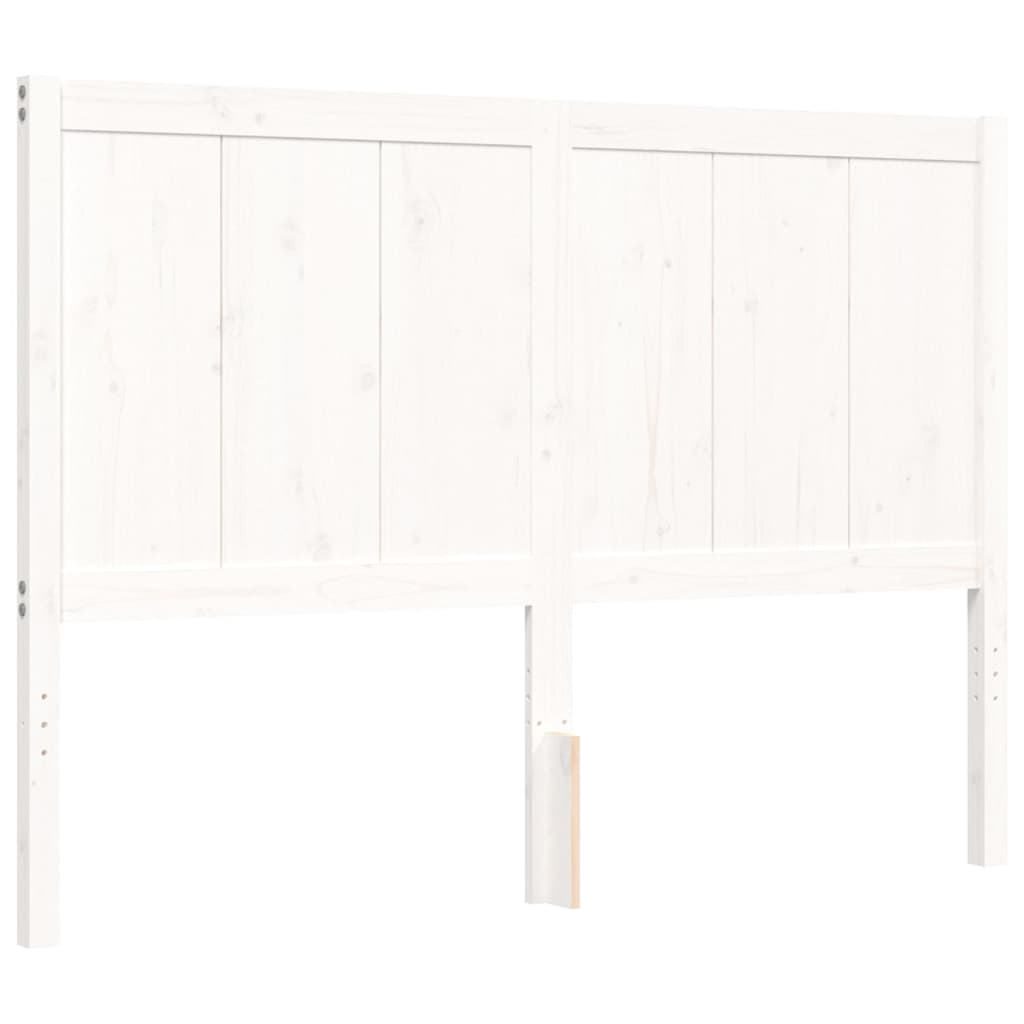 vidaXL Estrutura de cama com cabeceira 140x190cm madeira maciça branco