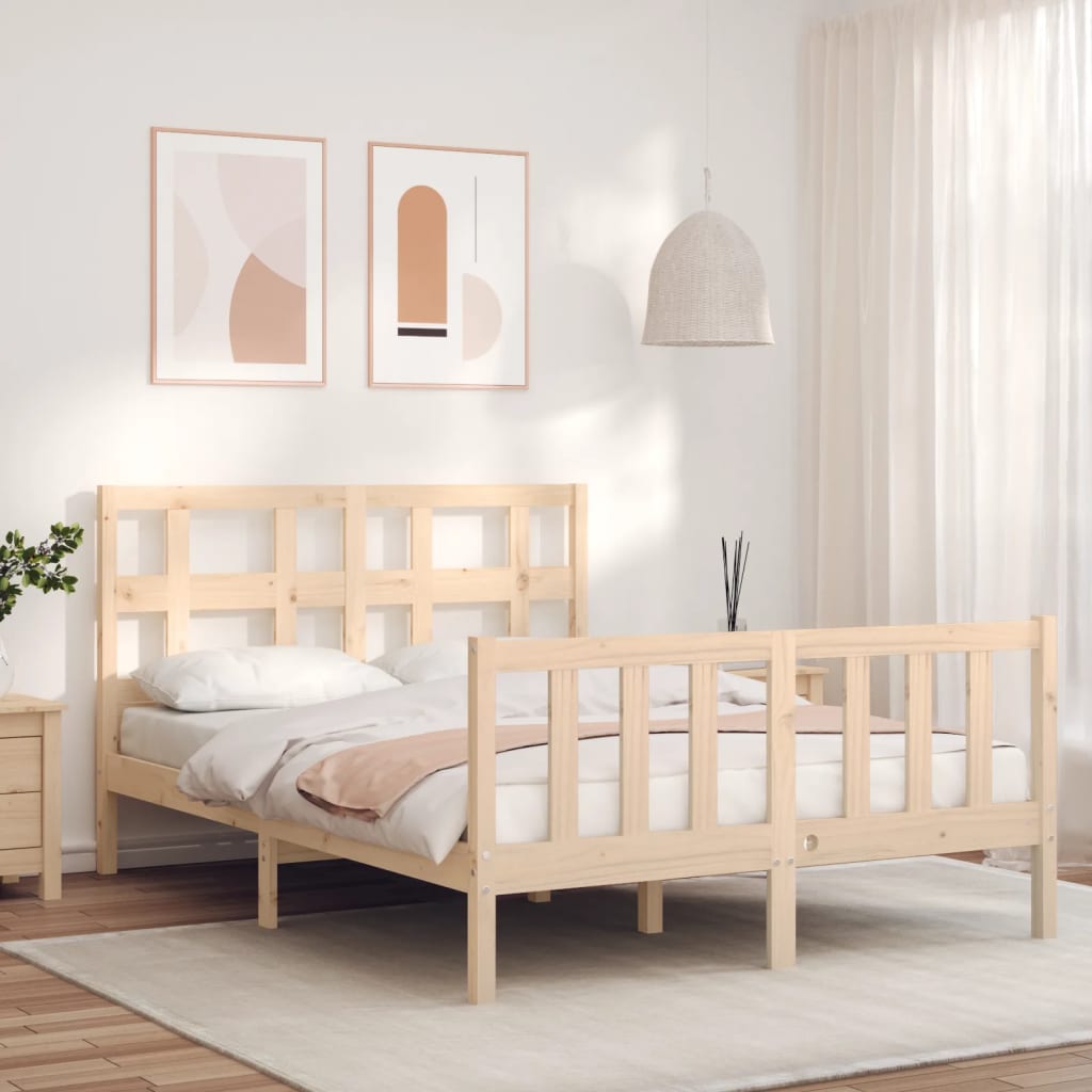 vidaXL Estrutura de cama com cabeceira 140x200 cm madeira maciça