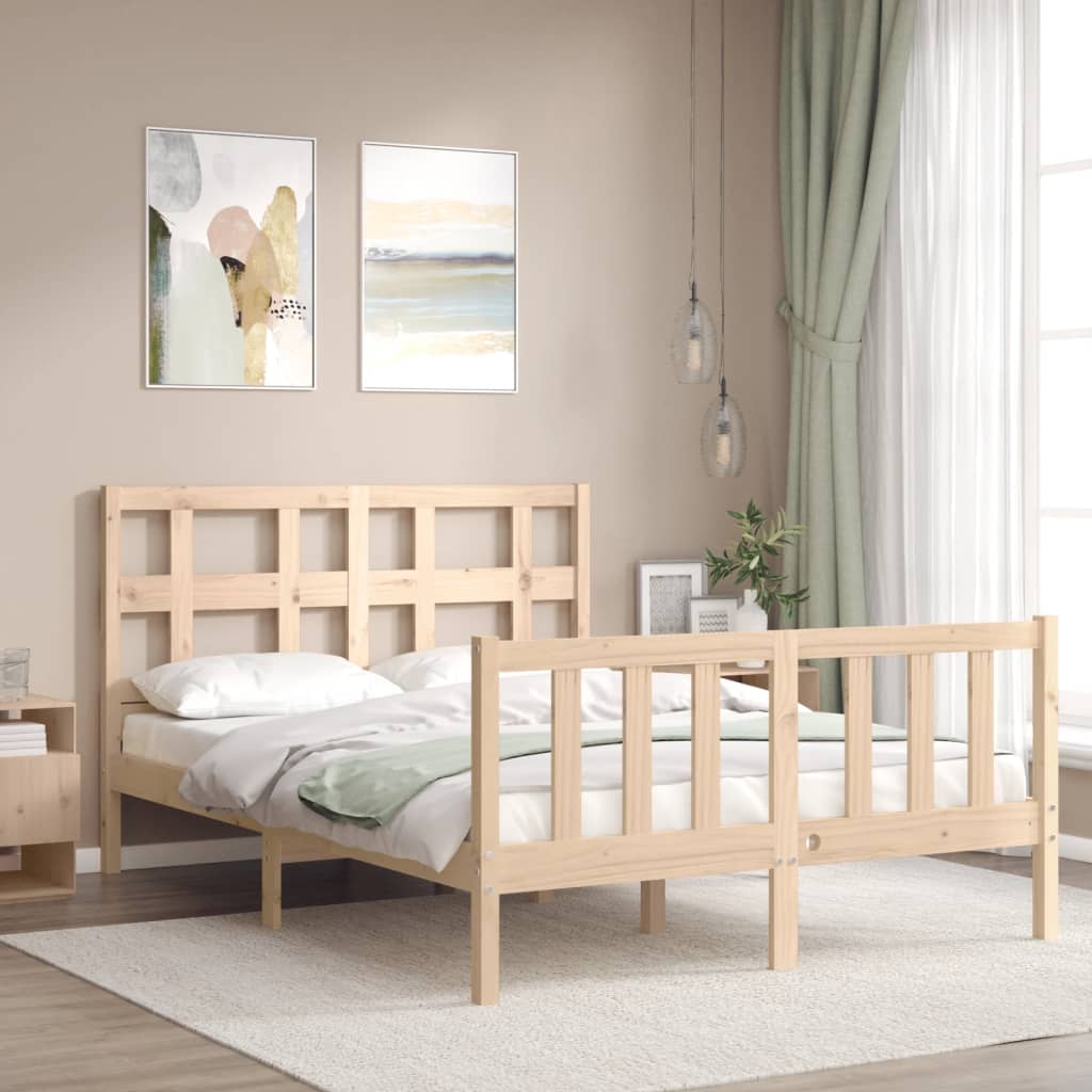 vidaXL Estrutura de cama com cabeceira 140x200 cm madeira maciça