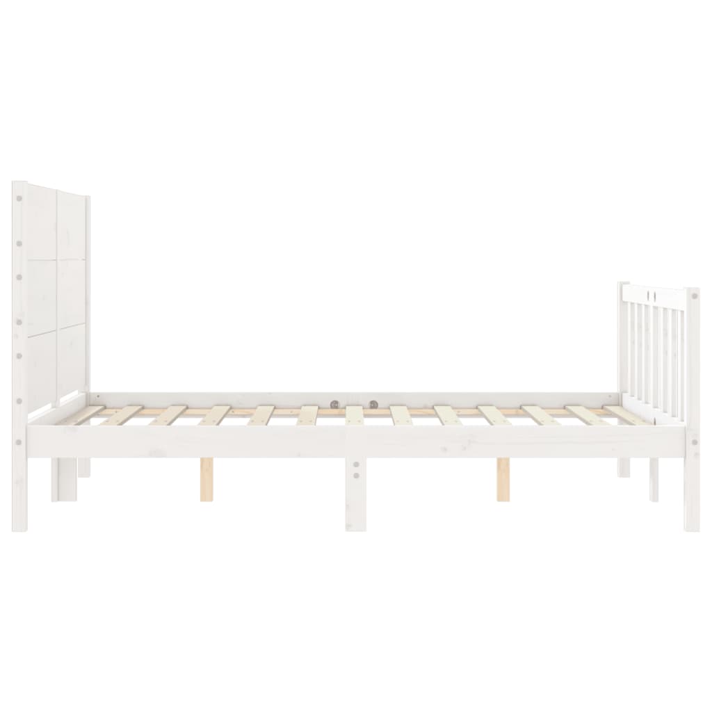 vidaXL Estrutura de cama com cabeceira 140x190cm madeira maciça branco