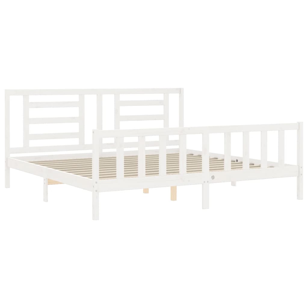 vidaXL Estrutura cama Super King Size c/ cabeceira madeira branco