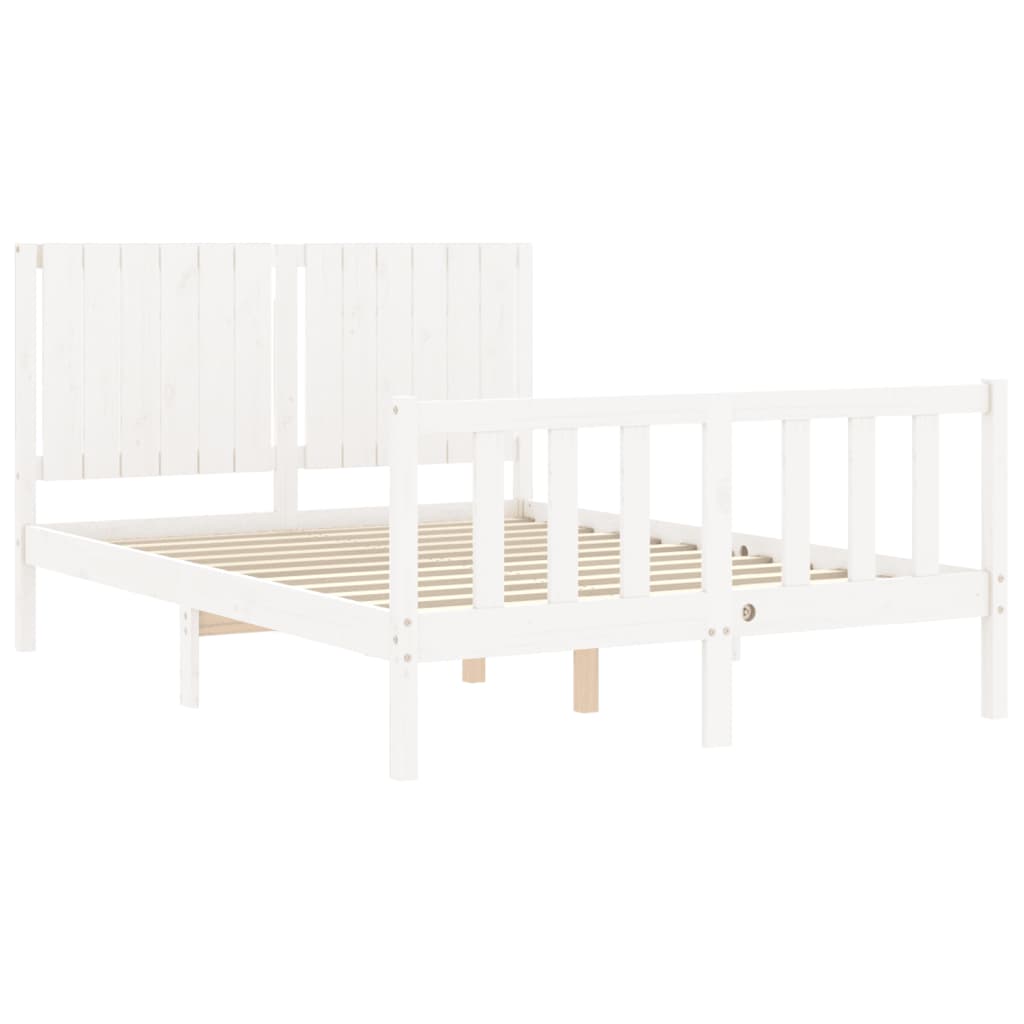 vidaXL Estrutura de cama com cabeceira 140x190cm madeira maciça branco