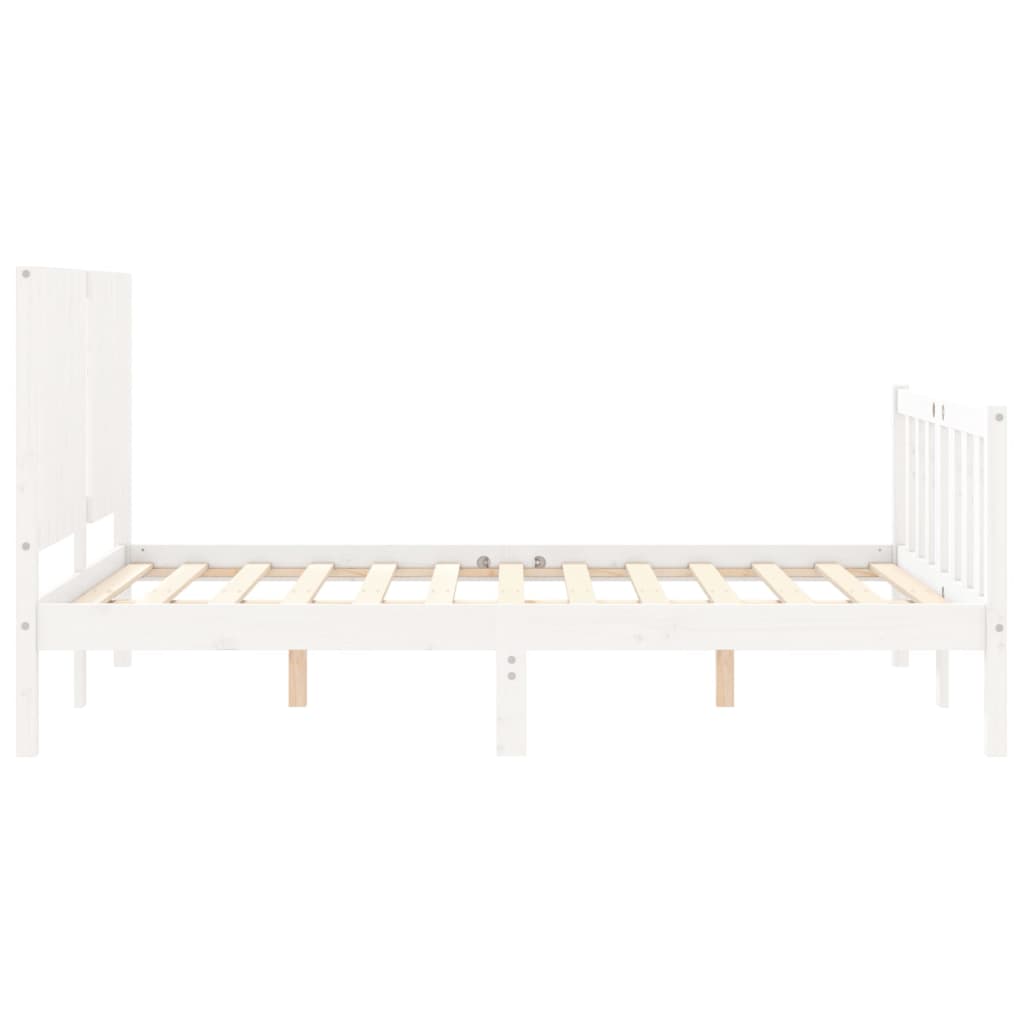 vidaXL Estrutura de cama com cabeceira 140x190cm madeira maciça branco