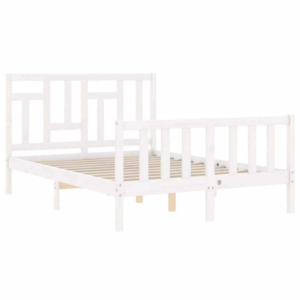 vidaXL Estrutura de cama com cabeceira 120x200cm madeira maciça branco