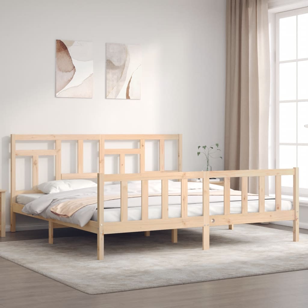 vidaXL Estrutura de cama com cabeceira 200x200 cm madeira maciça