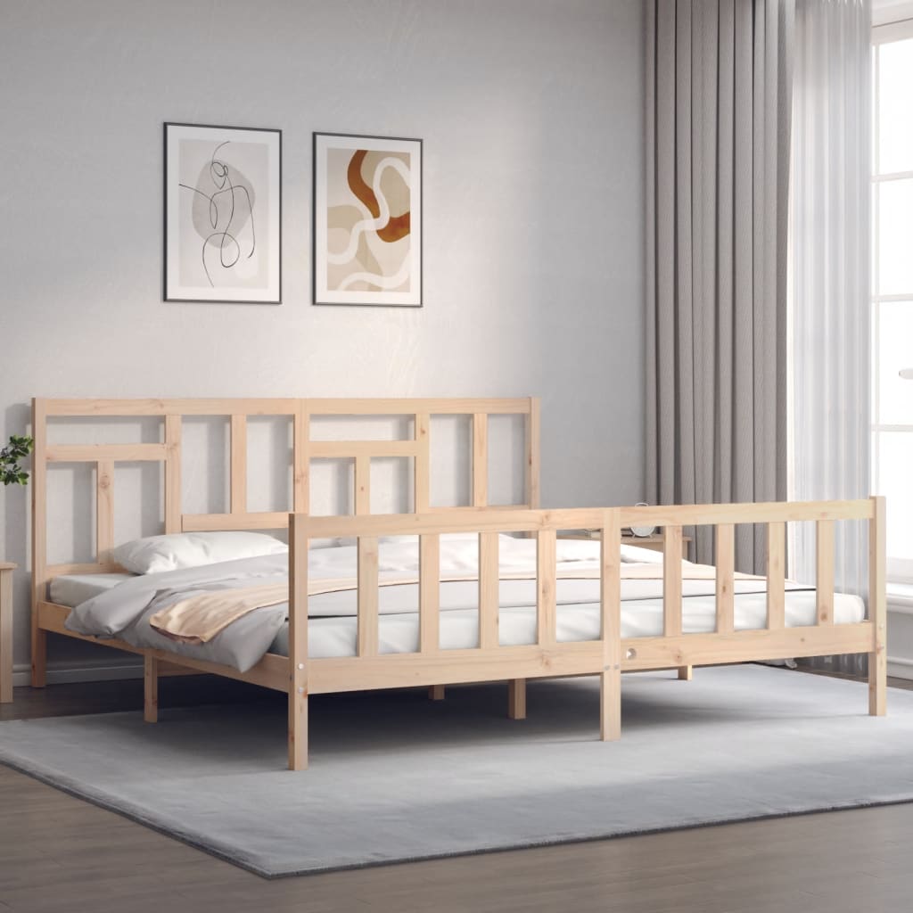 vidaXL Estrutura de cama com cabeceira 200x200 cm madeira maciça