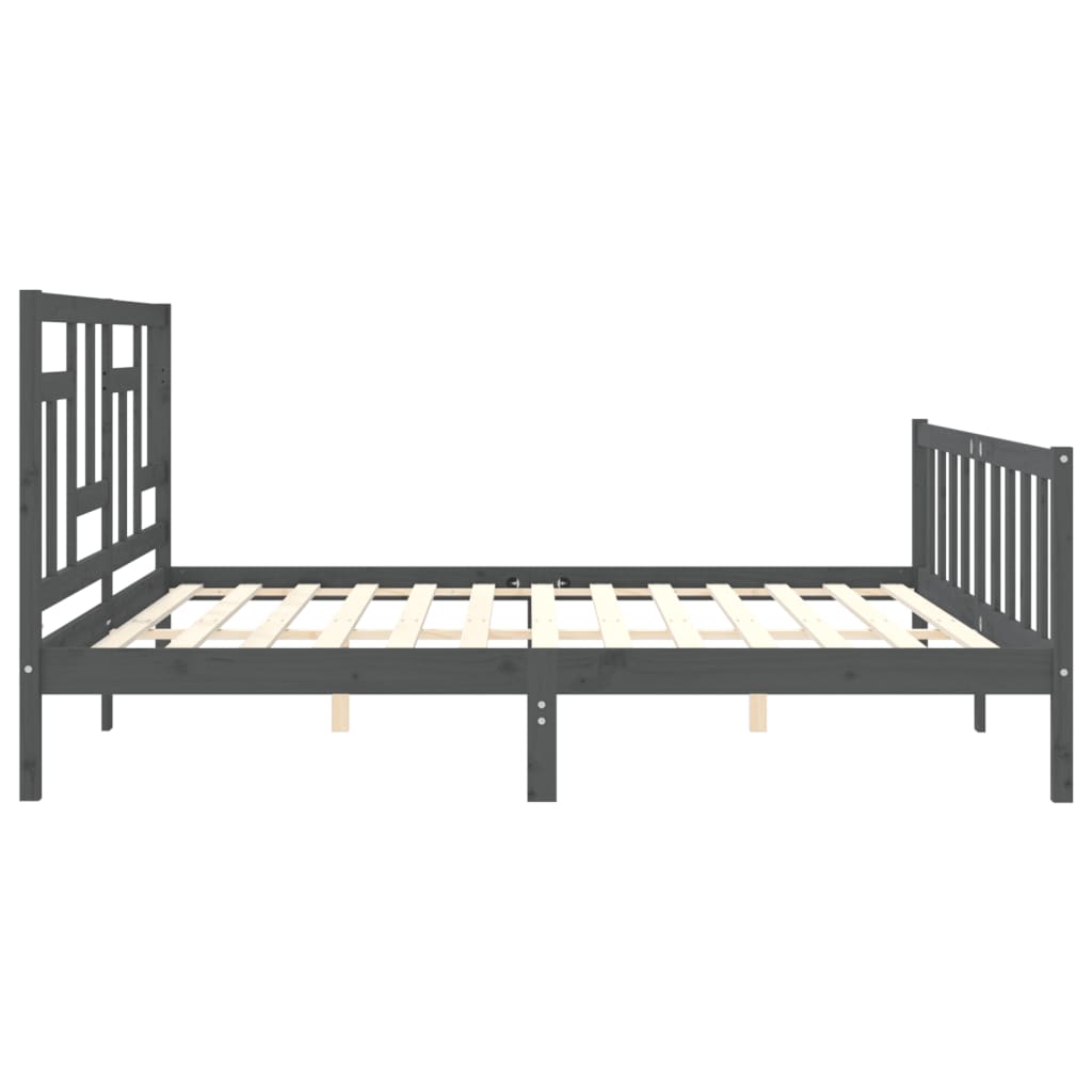 vidaXL Estrutura de cama com cabeceira 200x200 cm madeira maciça cinza