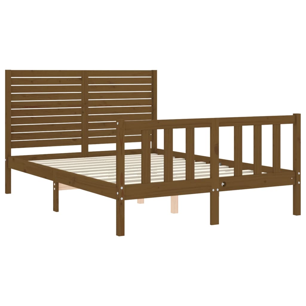 vidaXL Estrutura cama cabeceira 120x200cm madeira maciça castanho-mel