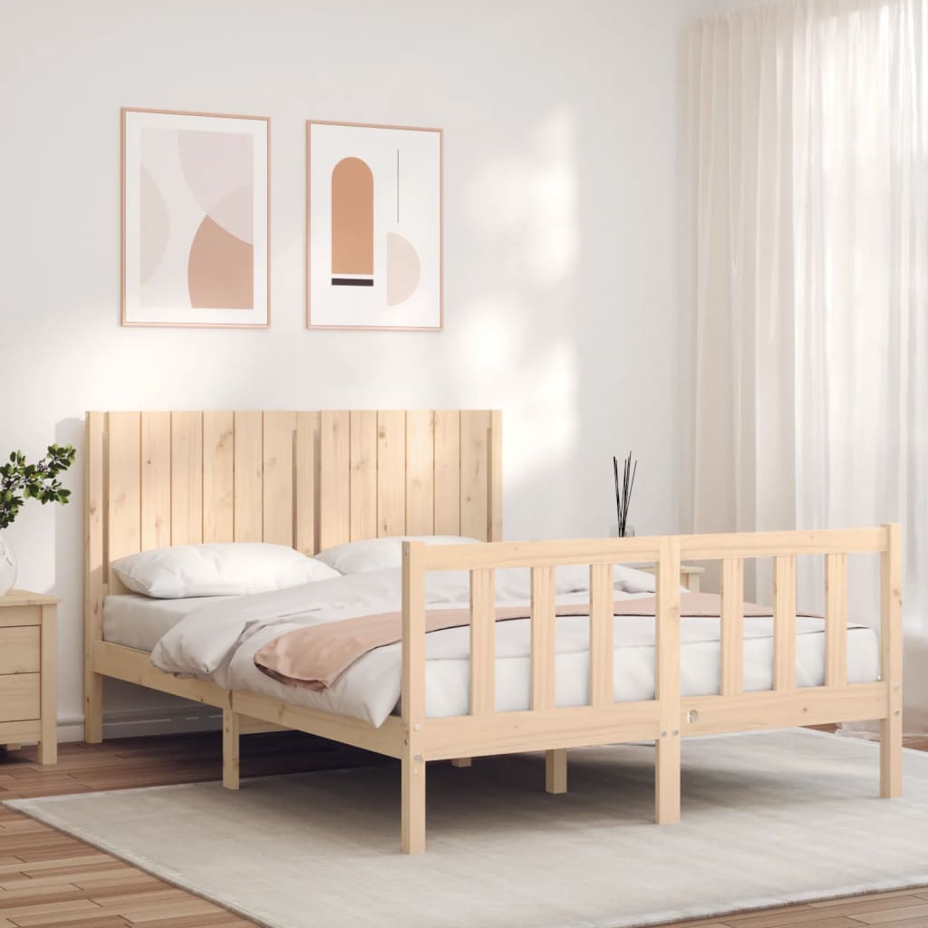 vidaXL Estrutura de cama com cabeceira 140x200 cm madeira maciça