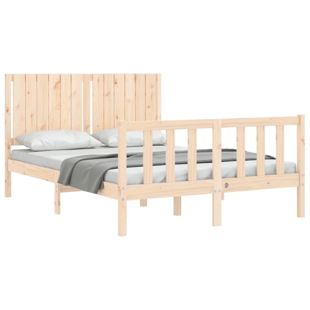 vidaXL Estrutura de cama com cabeceira 140x200 cm madeira maciça