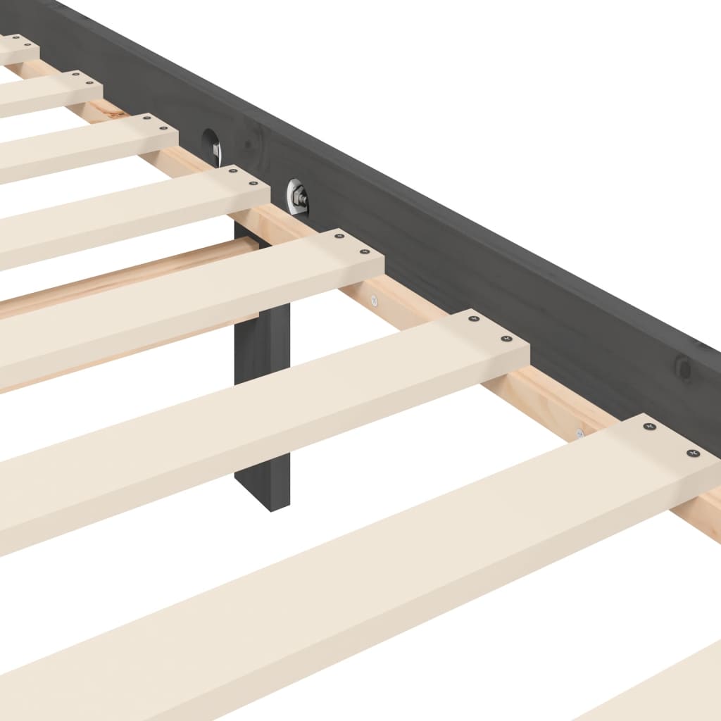 vidaXL Estrutura de cama com cabeceira 90x200 cm madeira maciça cinza