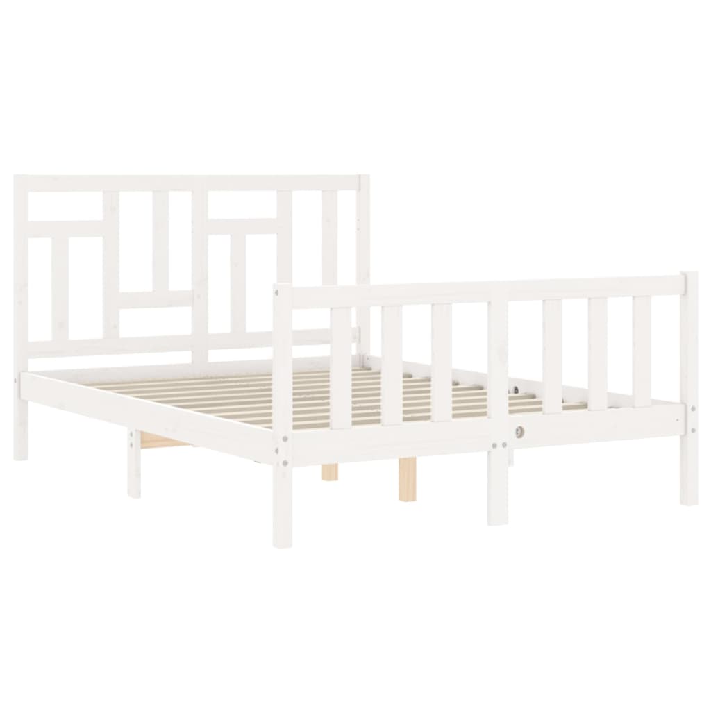 vidaXL Estrutura de cama com cabeceira 140x200cm madeira maciça branco