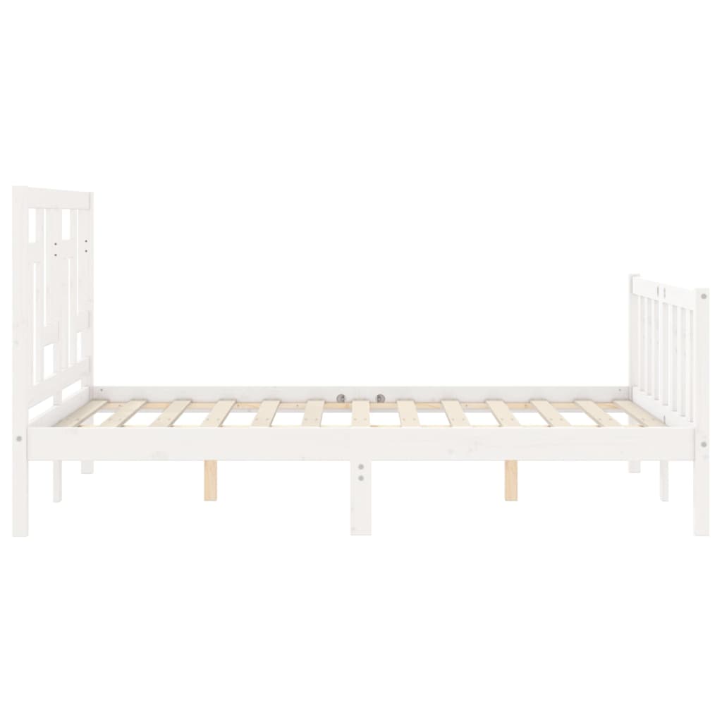 vidaXL Estrutura de cama com cabeceira 140x200cm madeira maciça branco